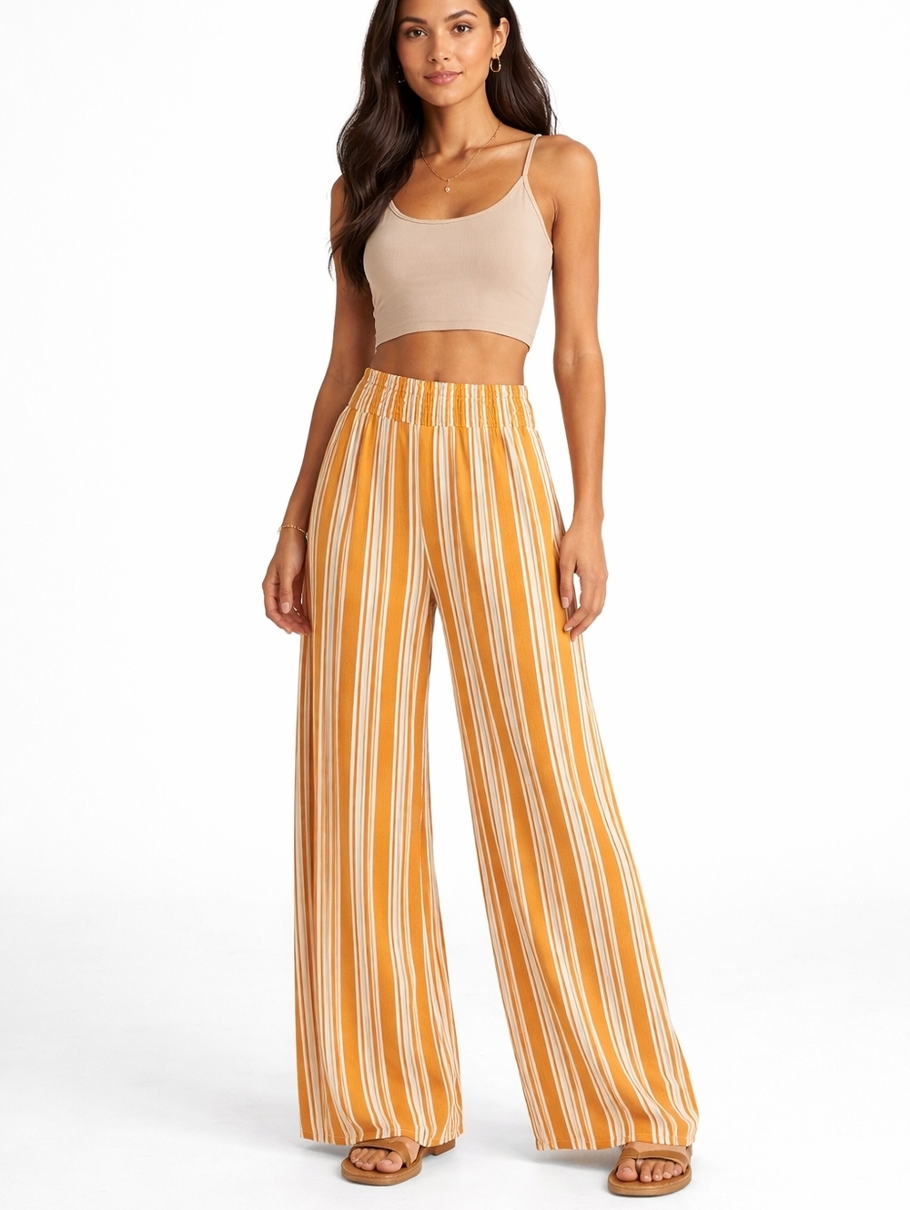 One5One Orange And White Stripped Palazzo Pants - NWOT